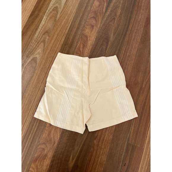 Zulu and zephyr High Waisted shorts pale yellow stipe Au10 Organic Cotton Zip - Picture 4 of 5